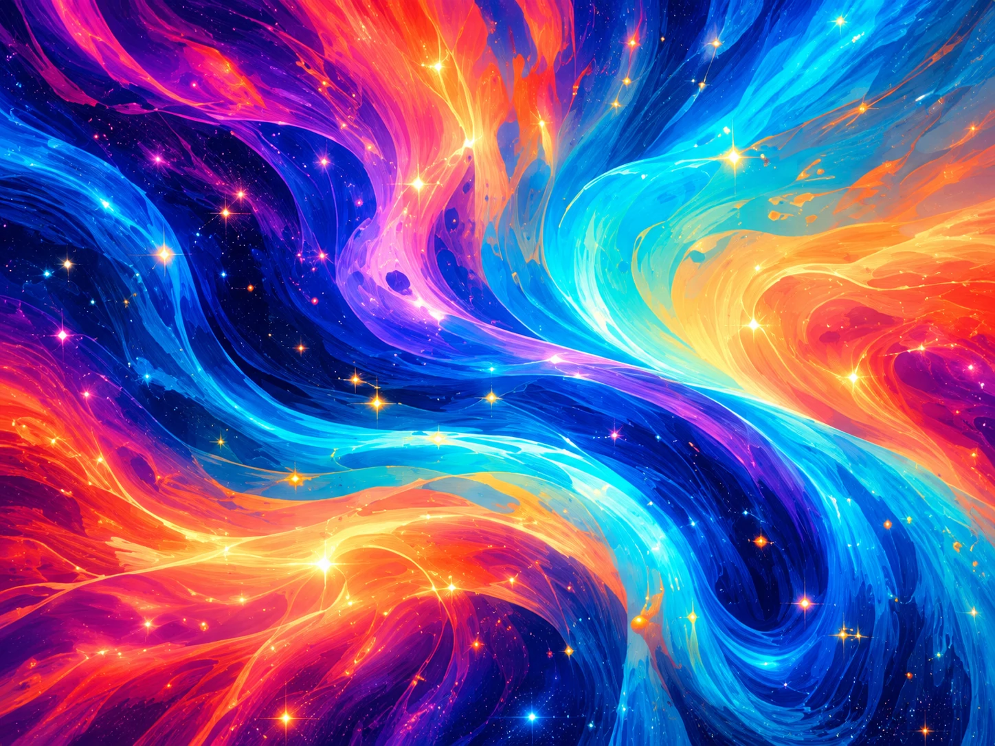 Flowing luminous multicolor cosmic ribbons