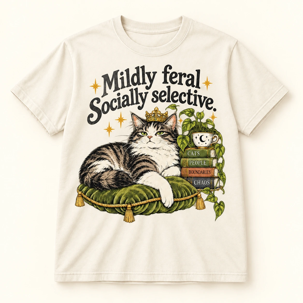 Regal crowned cat and Mildly Feral Socially Selective design