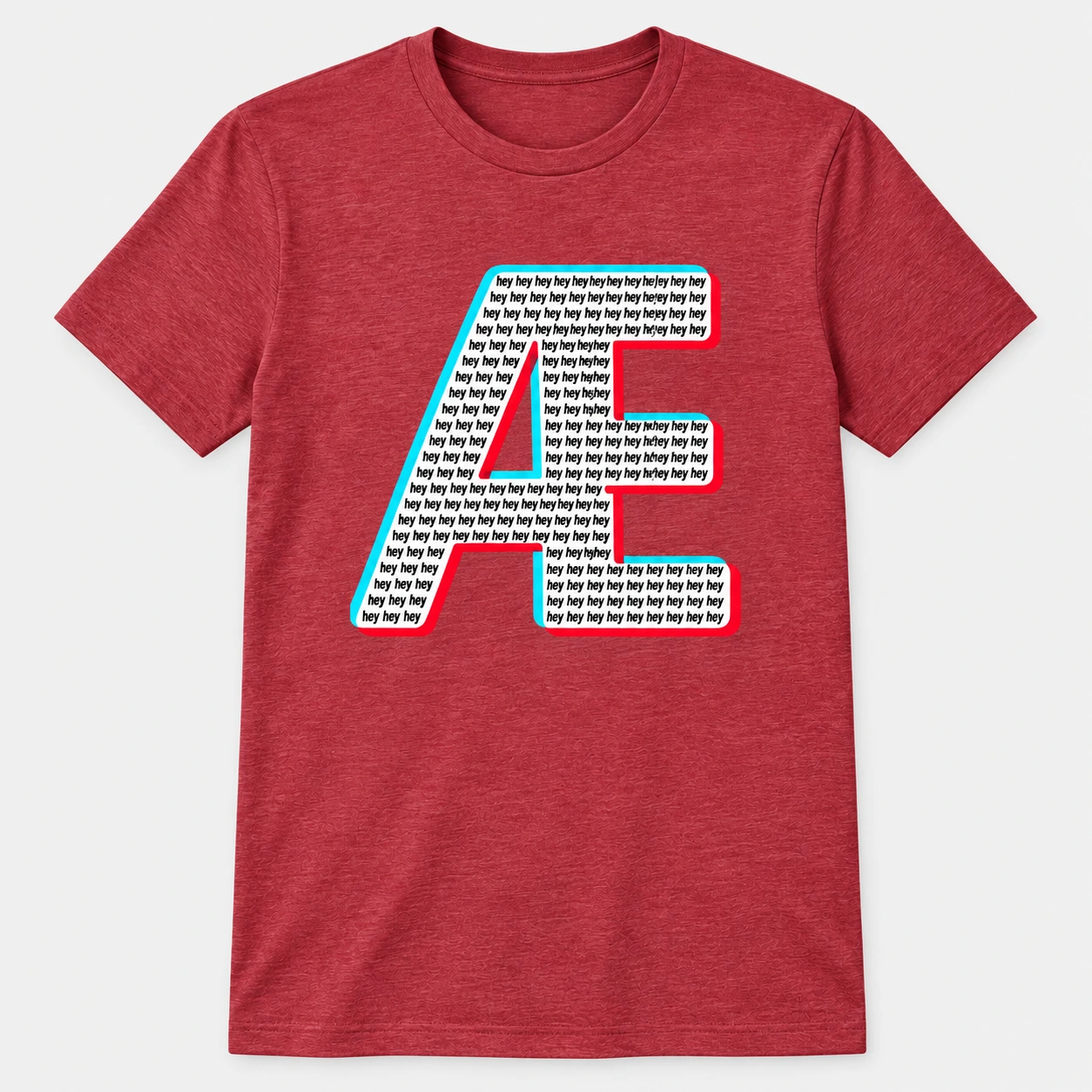 Heather cardinal Bella+Canvas tee featuring the Hey typography design